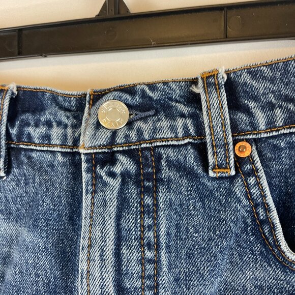 GRLFRND Mini Skirt Regular 26 Blue Denim Slits - Picture 4 of 9